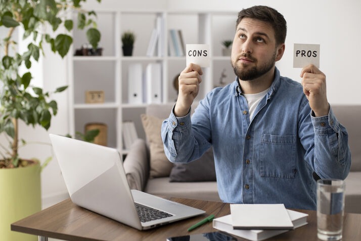 Business owner weighing trademark registration pros and cons